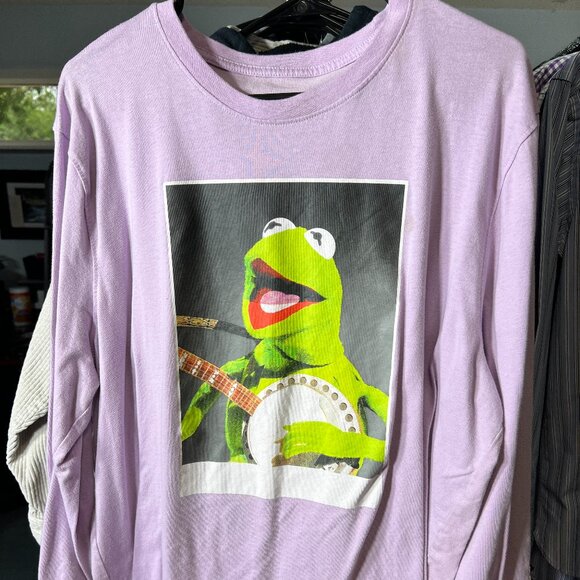 Kermit the Frog with Banjo Lavender Long-Sleeve Tee Tshirt SZ 2XL - Picture 1 of 3